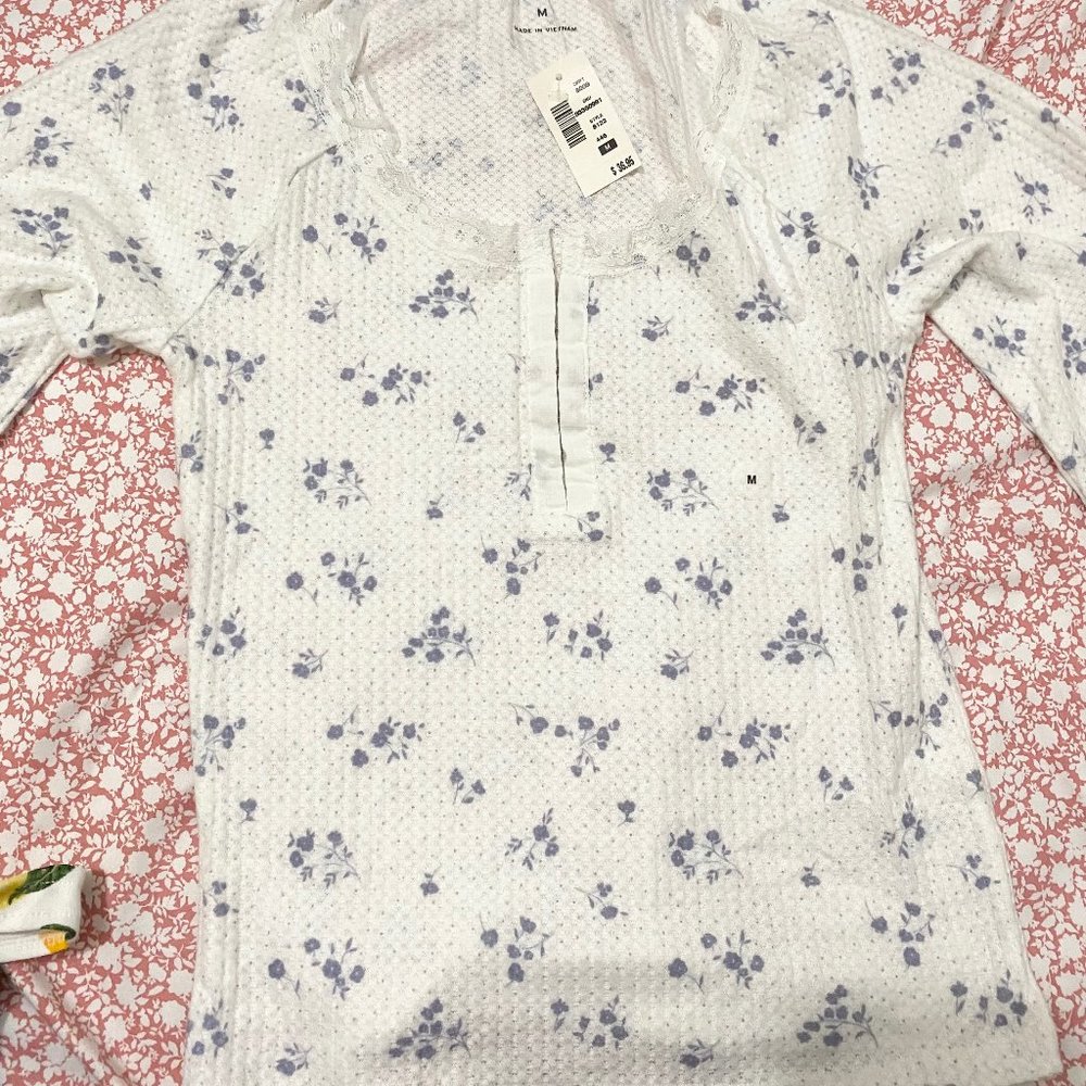 White long sleeve floral shirt
